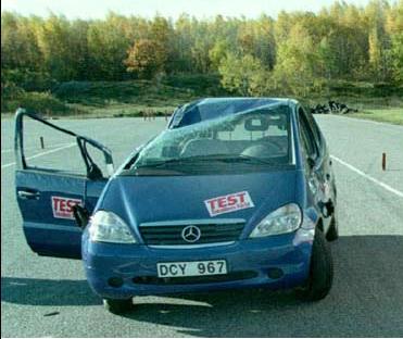 Mercedes-Benz A-class after the moose test